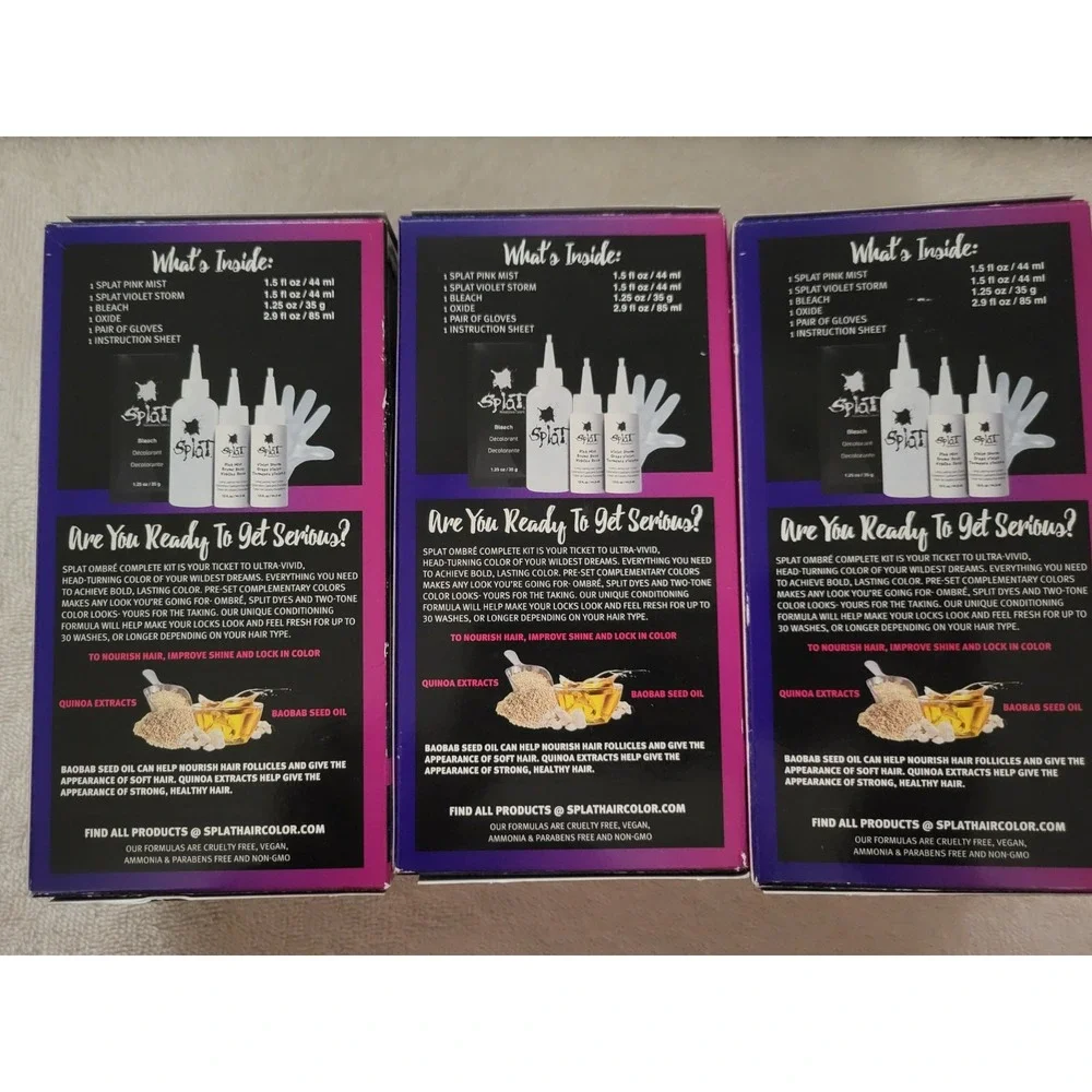 Splat Ombré Rain Complete Hair Color Kit Pink Mist & Violet Storm 3 Pack